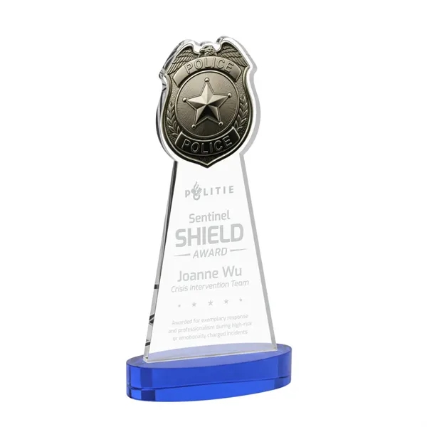 Item #AWS4255-L Police Badge Award on Alberton Base - Blue