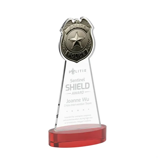 Item #AWS4255-R Police Badge Award on Alberton Base - Red