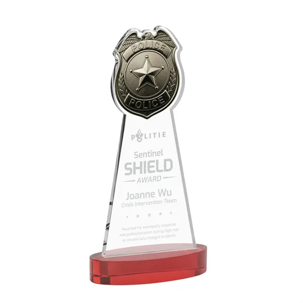 Item #AWS4255-R Police Badge Award on Alberton Base - Red