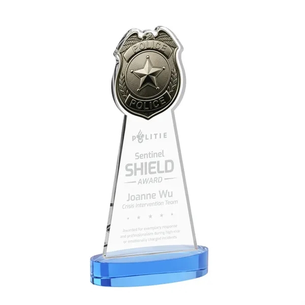 Item #AWS4255-S Police Badge Award on Alberton Base - Sky Blue