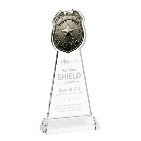 Item #AWARD AWS4256 Police Badge Award on Hartford Base - Clear