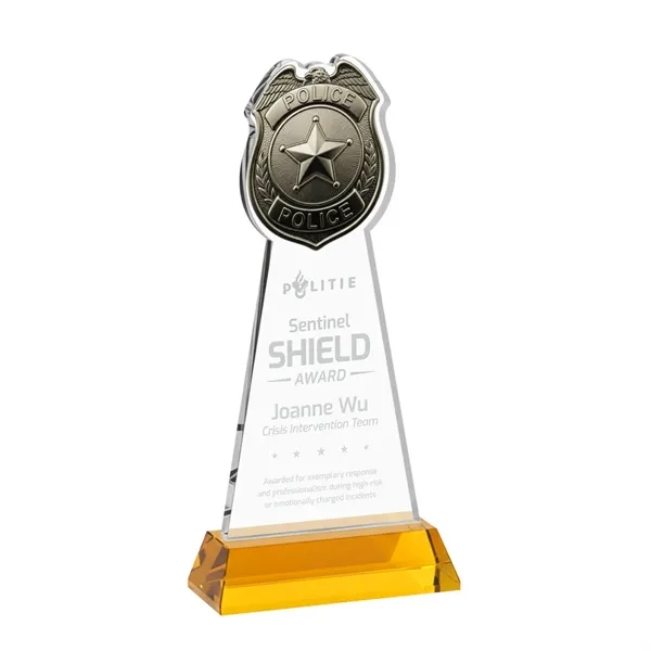 Item #AWS4256-A Police Badge Award on Hartford Base - Amber