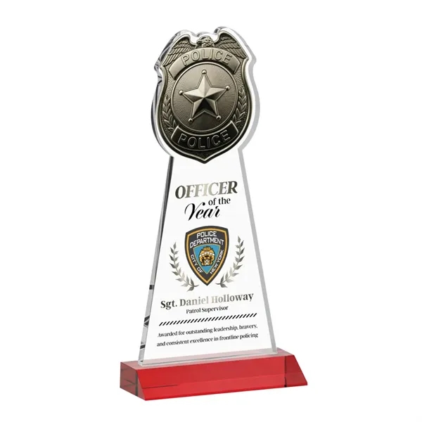 Item #AWARD AWV425-R Police Badge VividPrint™ Award - Red