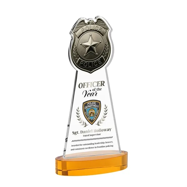 Item #AWV4255-A Police Badge VividPrint™ Award on Alberton Base - Amber