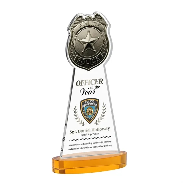 Item #AWV4255-A Police Badge VividPrint™ Award on Alberton Base - Amber