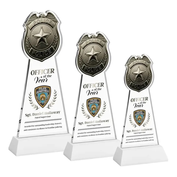 Item #AWV4256-W Police Badge VividPrint™ Award on Hartford Base - White