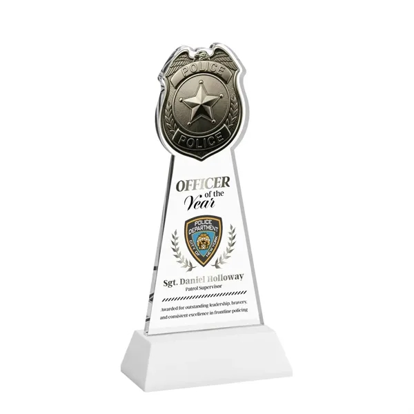 Item #AWV4256-W Police Badge VividPrint™ Award on Hartford Base - White