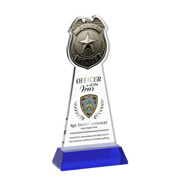 Item #AWV4256-L Police Badge VividPrint™ Award on Hartford Base - Blue