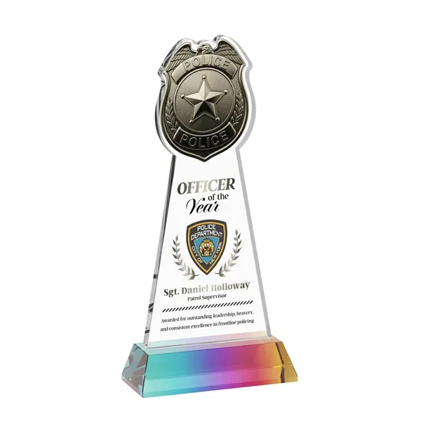 Item #AWV4256-M Police Badge VividPrint™ Award on Hartford Base - Prismatic