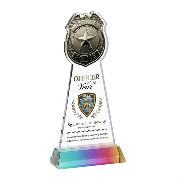 Item #AWV4256-M Police Badge VividPrint™ Award on Hartford Base - Prismatic