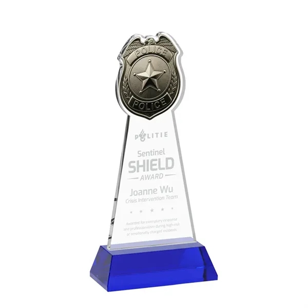 Item #AWS4256-L Police Badge Award on Hartford Base - Blue