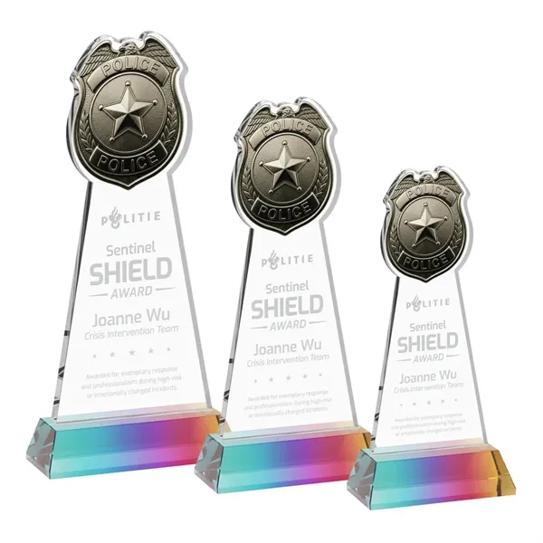 Item #AWS4256-M Police Badge Award on Hartford Base - Prismatic