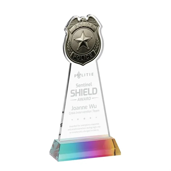Item #AWS4256-M Police Badge Award on Hartford Base - Prismatic