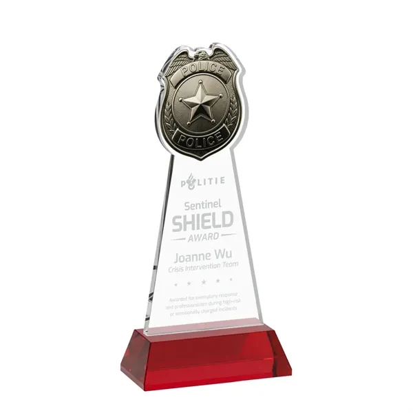 Item #AWS4256-R Police Badge Award on Hartford Base - Red