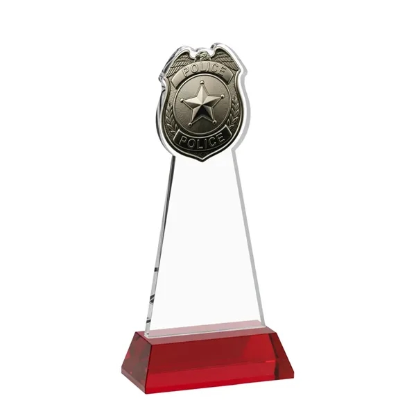 Item #AWS4256-R Police Badge Award on Hartford Base - Red