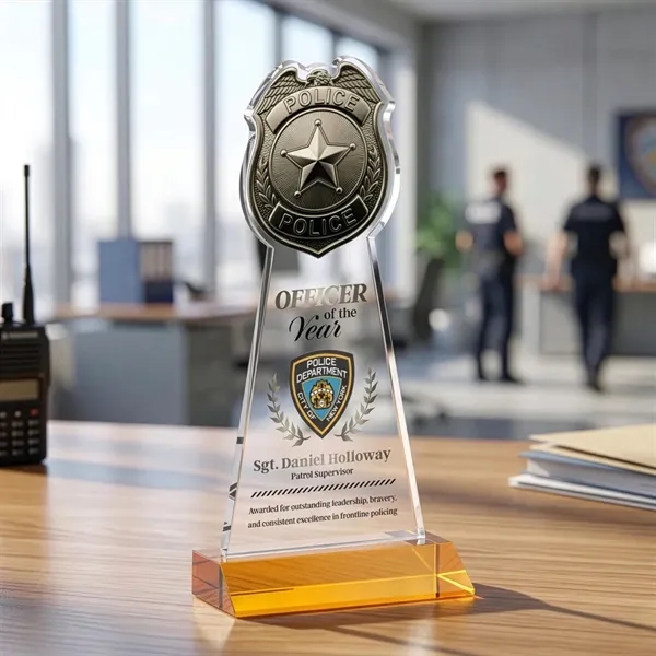 Item #AWARD AWV425-A Police Badge VividPrint™ Award - Amber