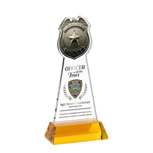 Item #AWV4256-A Police Badge VividPrint™ Award on Hartford Base - Amber