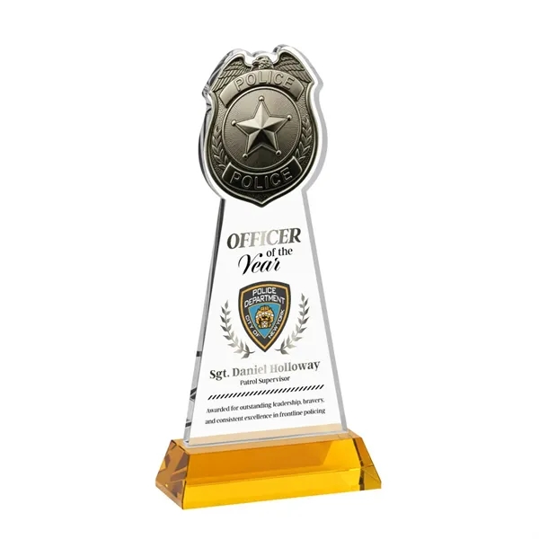 Item #AWV4256-A Police Badge VividPrint™ Award on Hartford Base - Amber
