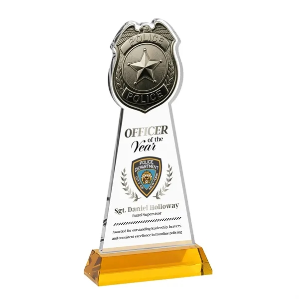 Item #AWV4256-A Police Badge VividPrint™ Award on Hartford Base - Amber