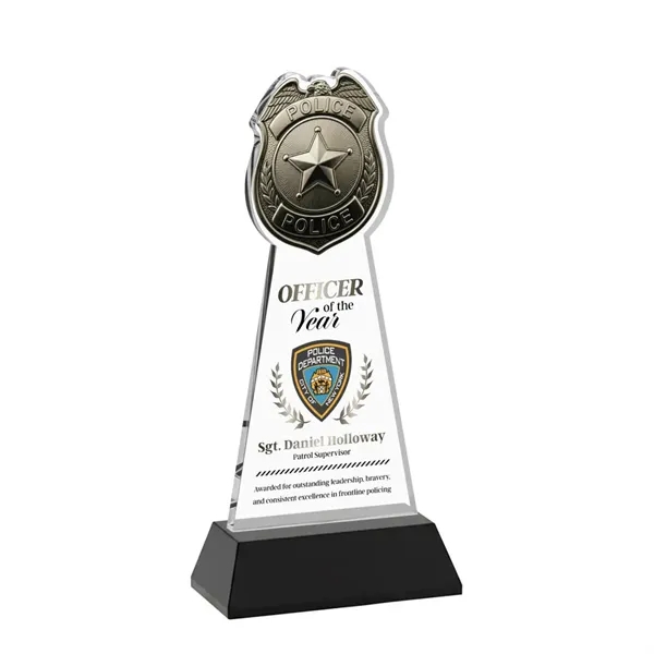 Item #AWV4256-K Police Badge VividPrint™ Award on Hartford Base - Black