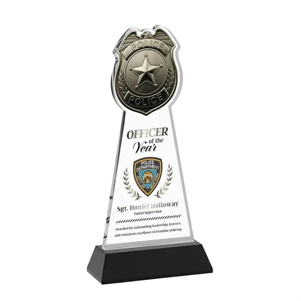 Item #AWV4256-K Police Badge VividPrint™ Award on Hartford Base - Black