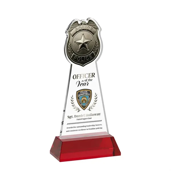 Item #AWV4256-R Police Badge VividPrint™ Award on Hartford Base - Red
