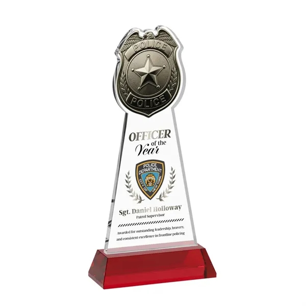 Item #AWV4256-R Police Badge VividPrint™ Award on Hartford Base - Red
