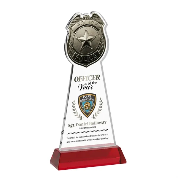 Item #AWV4256-R Police Badge VividPrint™ Award on Hartford Base - Red