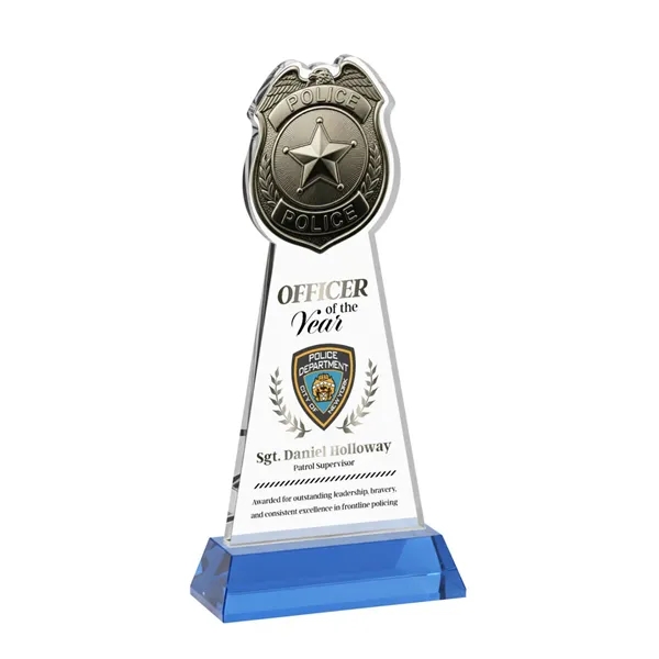 Item #AWV4256-S Police Badge VividPrint™ Award on Hartford Base - Sky Blue