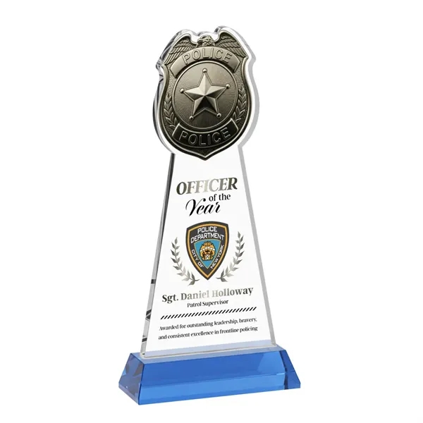 Item #AWV4256-S Police Badge VividPrint™ Award on Hartford Base - Sky Blue