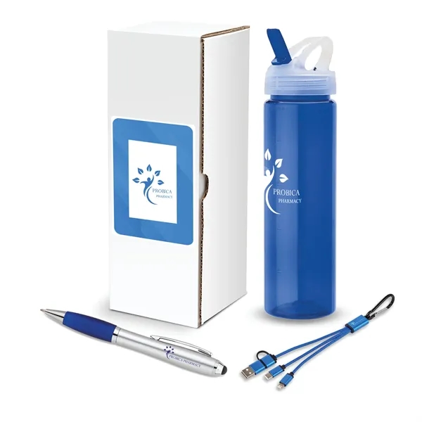 3-piece gift set that includes a 25 oz. PET water bottle,... from ASI 67866 Logomark/Valumark