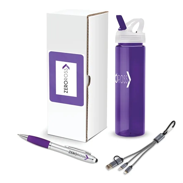 3-piece gift set that includes a 25 oz. PET water bottle,... from ASI 67866 Logomark/Valumark