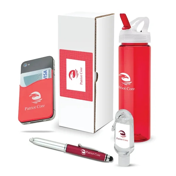 4-piece gift set with 25 oz. PET water bottle, phone/card holder,... from ASI 67866 Logomark/Valumark