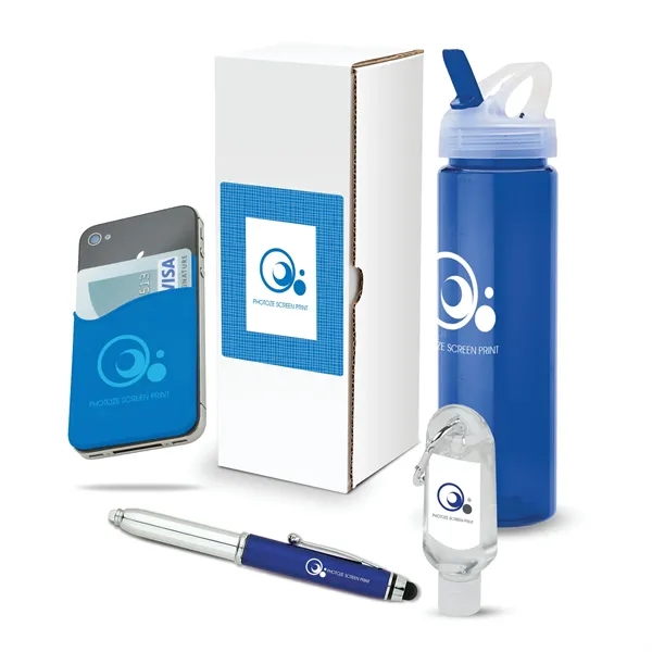 4-piece gift set with 25 oz. PET water bottle, phone/card holder,... from ASI 67866 Logomark/Valumark