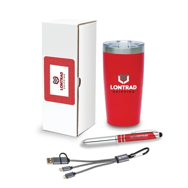 3-piece welcome gift set with 20 oz. tumbler, 3-in-1 charging cable,... from ASI 67866 Logomark/Valumark