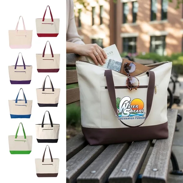 12 oz. Heavy Cotton Two Tone Zippered Tote Bag... from ASI 41511 Brainchild USA Inc / BrainChild Gift Club