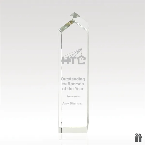 Optical crystal tower with sleek tapered design, reflects light and offers... from ASI 93986 Visions/Awardcraft