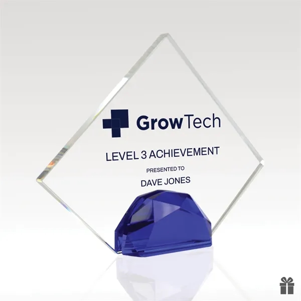 Optical crystal award with a multifaceted base in three colors and... from ASI 93986 Visions/Awardcraft