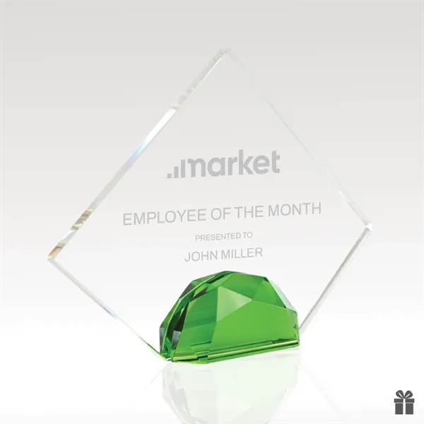 Optical crystal award with a multifaceted base in three colors and... from ASI 93986 Visions/Awardcraft