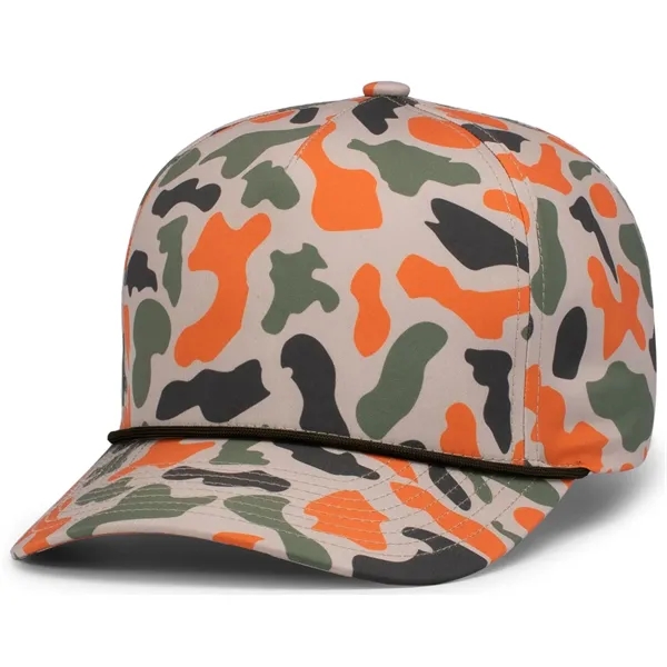Duck Camo 5-Panel Trucker Cap. Fully sublimated camo, polyester/spandex woven.... from ASI 37461 Augusta Sportswear / Pacific Headwear