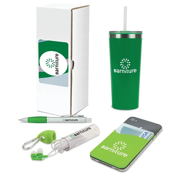 4 piece gift set with 20-ounce stainless steel tumbler, ballpoint pen,... from ASI 67866 Logomark/Valumark