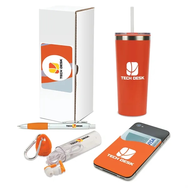 4 piece gift set with 20-ounce stainless steel tumbler, ballpoint pen,... from ASI 67866 Logomark/Valumark