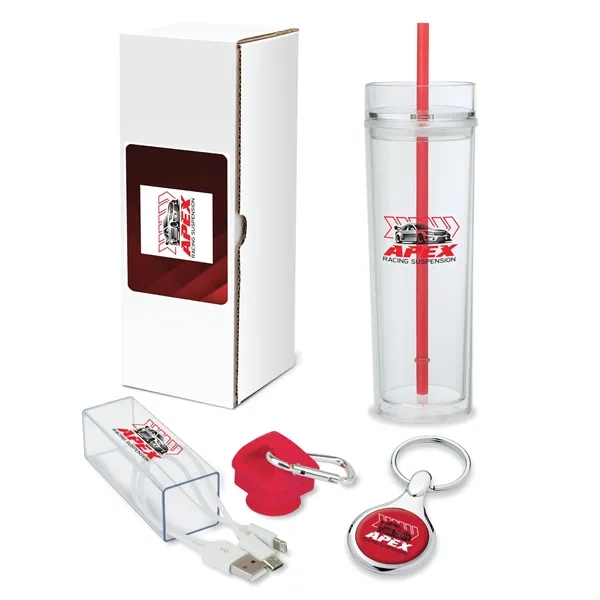 Gift set with 16-ounce double-wall tumbler, 3-in-1 charging cable with case... from ASI 67866 Logomark/Valumark
