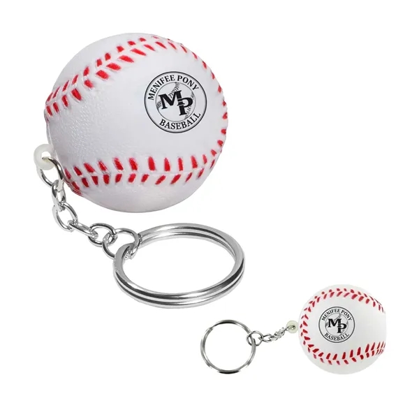 1.5" soft and squeezable baseball shaped stress reliever keychain.... from ASI 63549 Jornik Manufacturing Corp