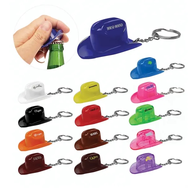 Miniature plastic cowboy hat bottle opener key tag.... from ASI 31517 Admart Products / Admart Line