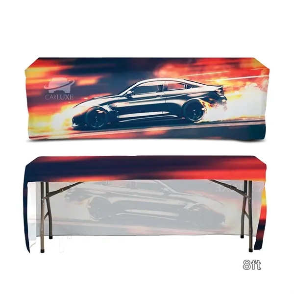 8' fitted table cover with open back, sewn corners, 300D polyester... from ASI 67866 Logomark/Valumark