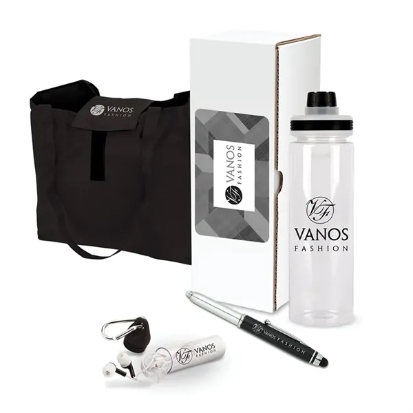 5-piece gift set that includes a 24 oz. bottle, earbuds, phone... from ASI 67866 Logomark/Valumark