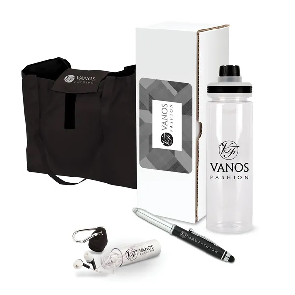5-piece gift set that includes a 24 oz. bottle, earbuds, phone... from ASI 67866 Logomark/Valumark