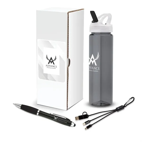 3-piece gift set that includes a 25 oz. PET water bottle,... from ASI 67866 Logomark/Valumark