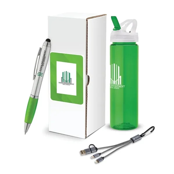 3-piece gift set that includes a 25 oz. PET water bottle,... from ASI 67866 Logomark/Valumark